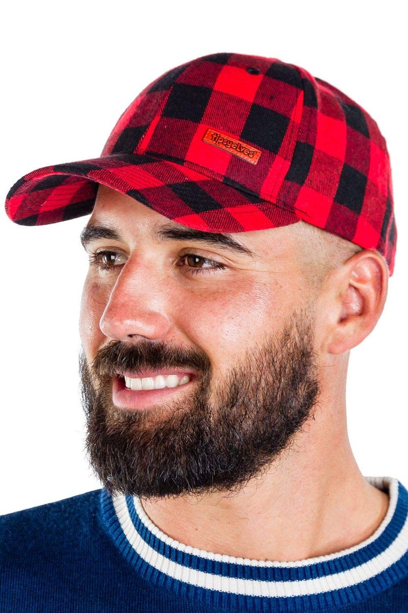 Tipsy Elves Buffalo Plaid Baseball Hat - Plaid Christmas Hats for Men & Women - Image 1